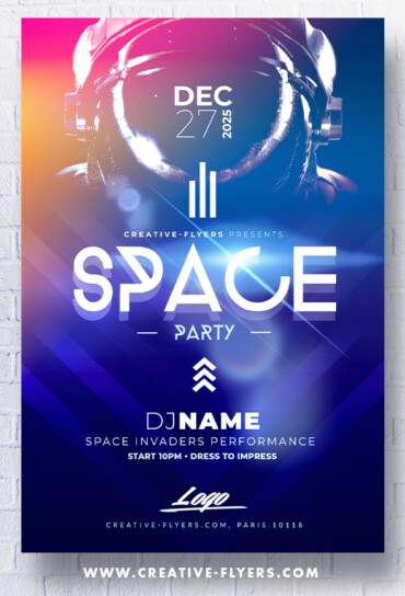 Space Party flyer template