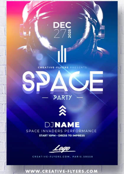 Space Party flyer template