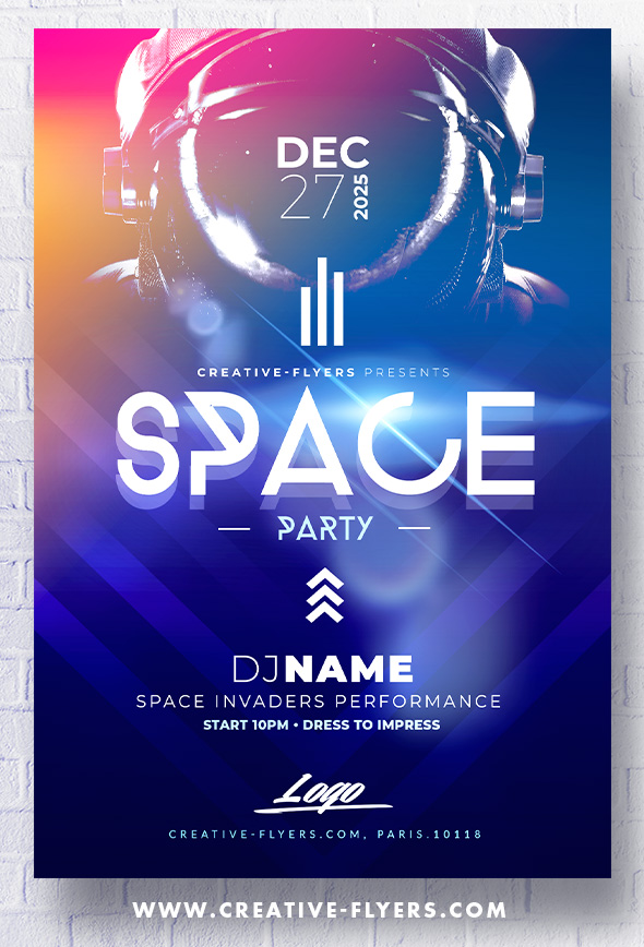 Space Party flyer template