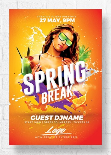 Spring break flyer template