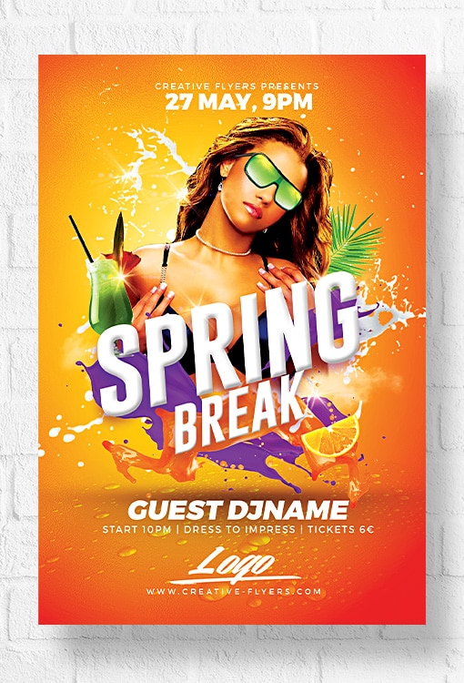 Spring break flyer template