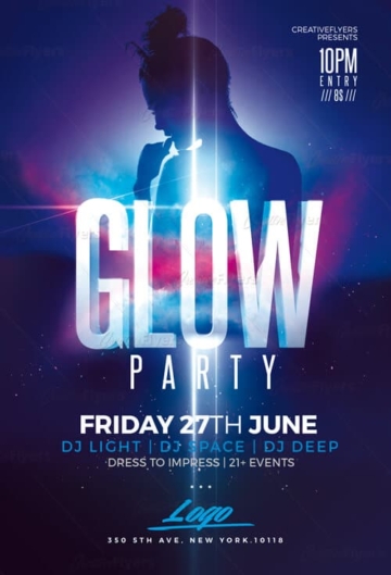 Glow Party Flyer Template Psd