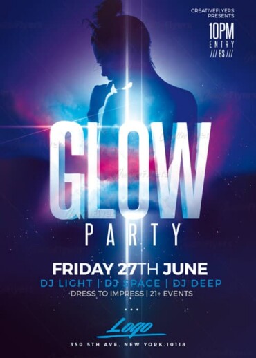 Glow Party Flyer Template Psd