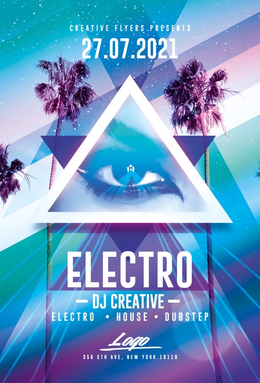Electro Party Flyer Psd