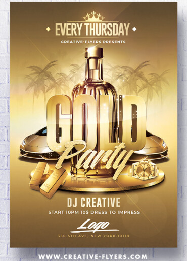 Gold Party Flyer Template