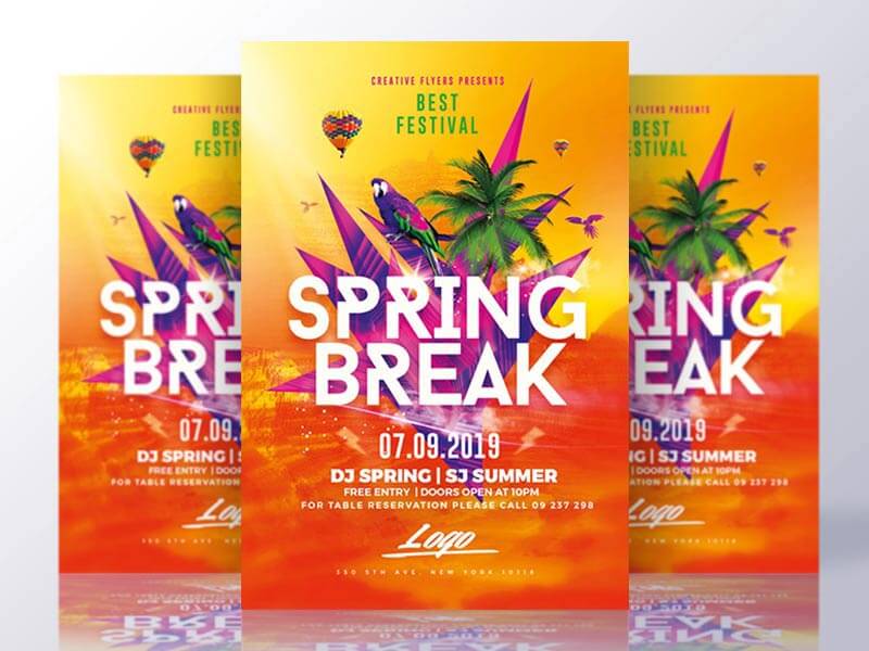 Spring Break Flyer Templates Psd