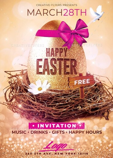 Glitter Happy Easter Invitation