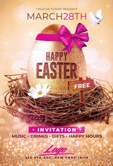 Glitter Happy Easter Invitation