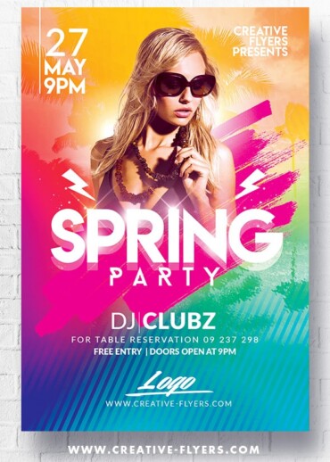 Spring party flyer template