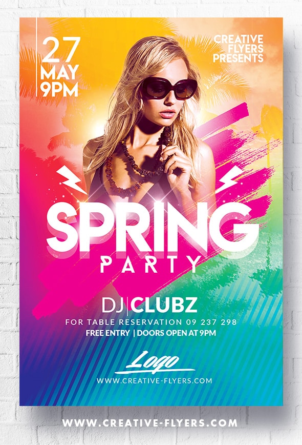 Spring party flyer template