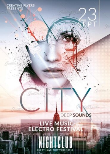 Electro Music Flyer Template Psd
