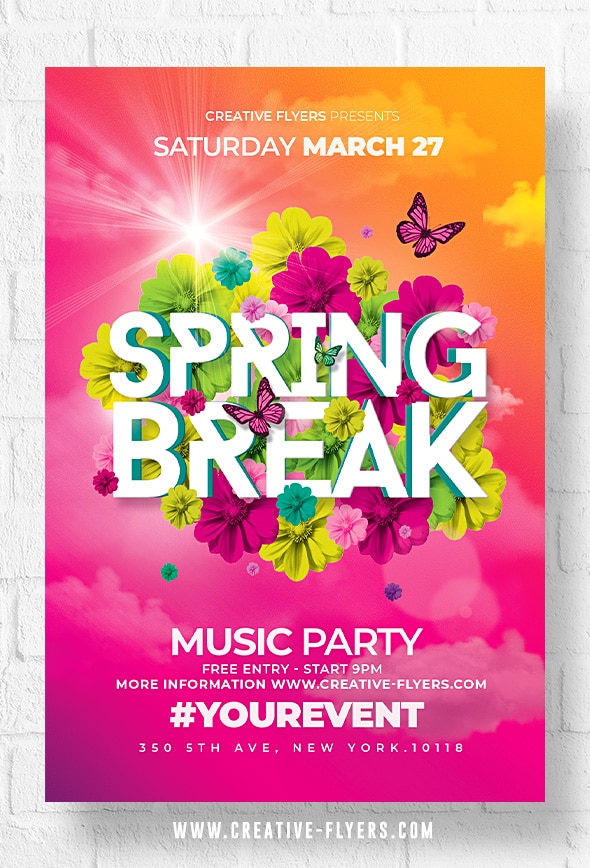 Spring Break Psd Flyer Templates CreativeFlyers