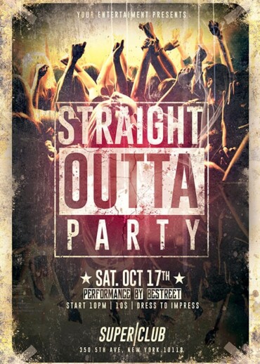 Straight Outta Party Flyer Psd