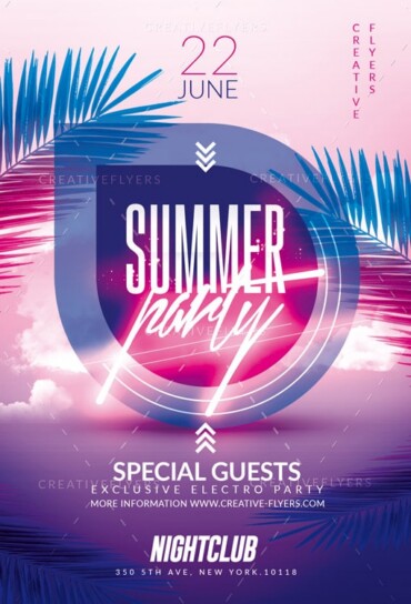 Summer Party Flyer With Neon