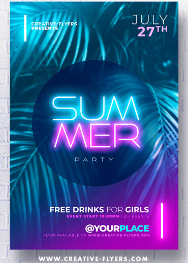 summer flyer with neon