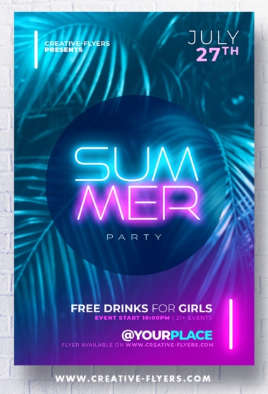 summer flyer with neon