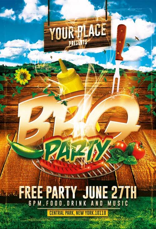 BBQ Party Flyer Templates PSD 003 Creativeflyers