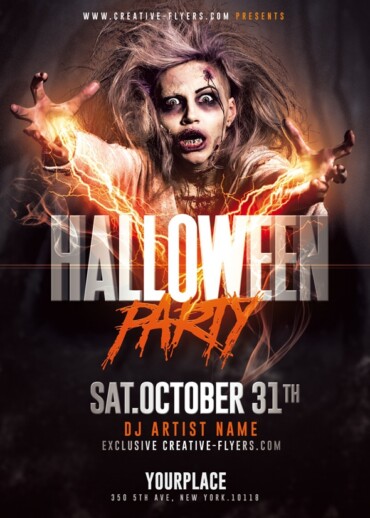 Halloween party flyer PSD