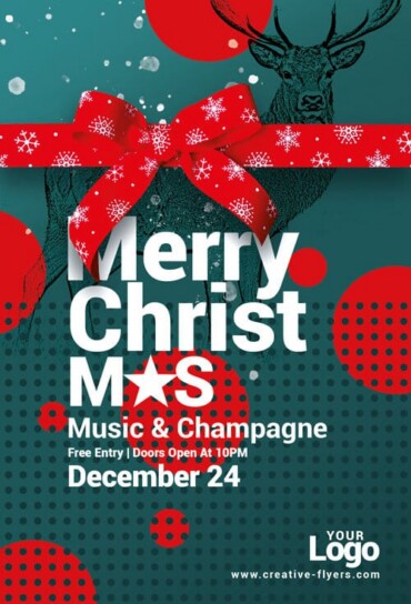 Christmas Flyer with Red Ribbon