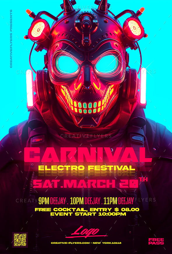 Cyberpunk-inspired digital flyer design