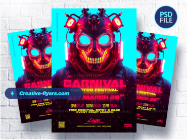 Futuristic electro festival flyer (2) Cyberpunk-inspired digital flyer design