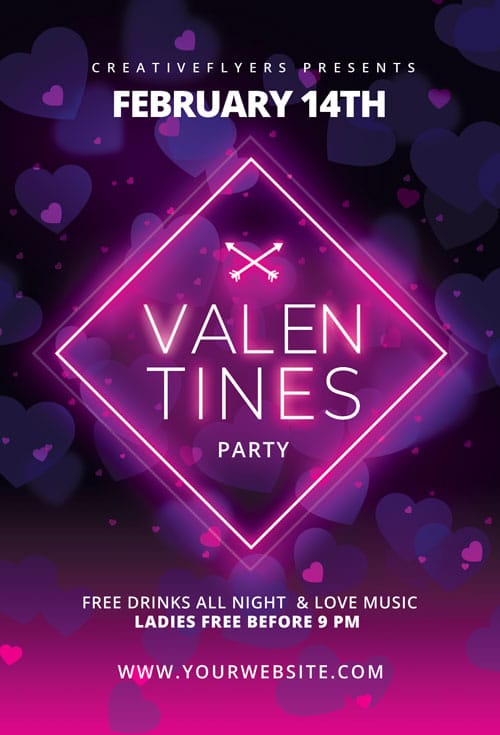 Valentines Flyer with Neon light