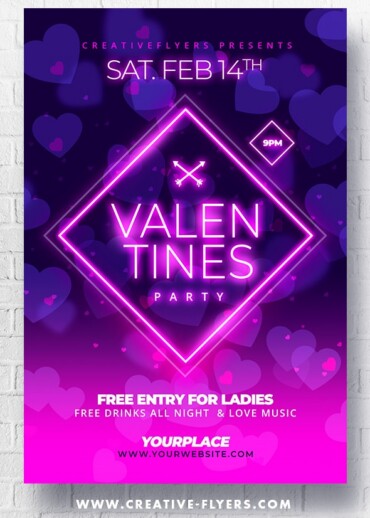 Valentines Flyer with Neon light
