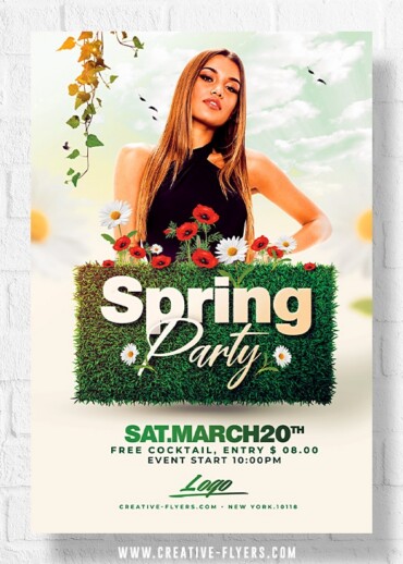 Spring party flyer template