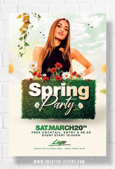 Spring party flyer template