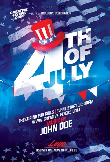 4th of july psd flyer template