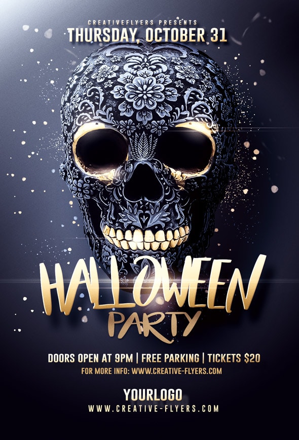 Black & gold Halloween Party flyer