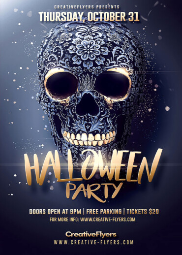 Black and Gold Halloween Party Flyer
