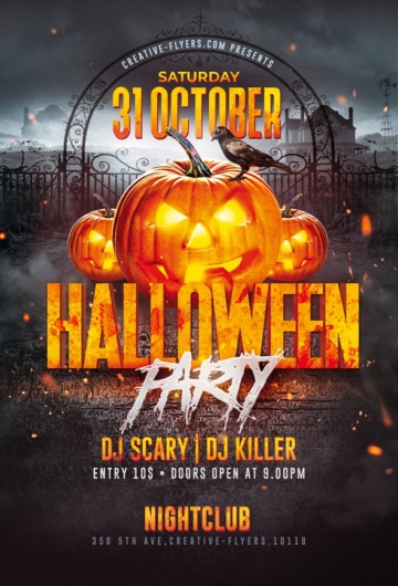 Halloween party flyer for Photoshop