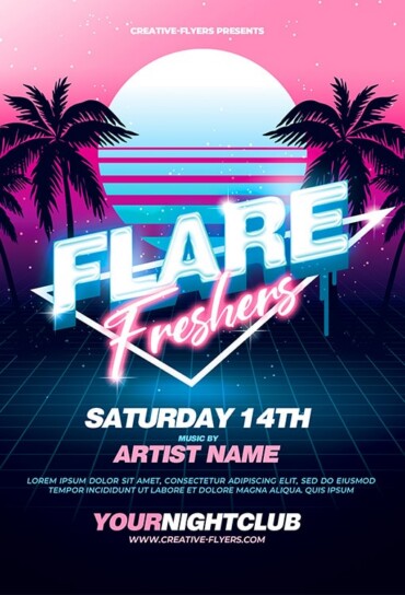 Retro 80's club flyer Template