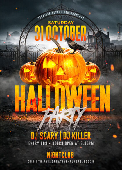 fully editable Halloween flyer template to download