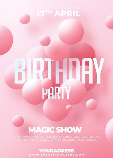 Pink Birthday Flyer Template