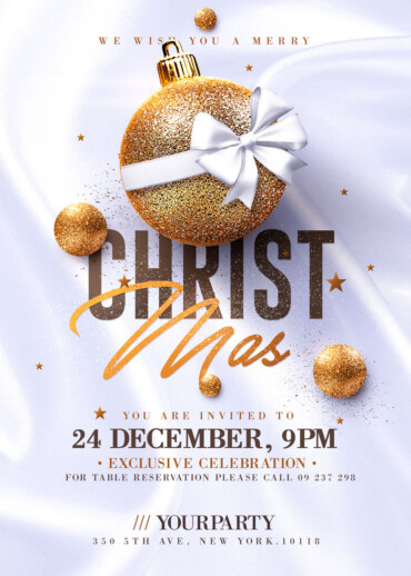 White and Gold Christmas flyer