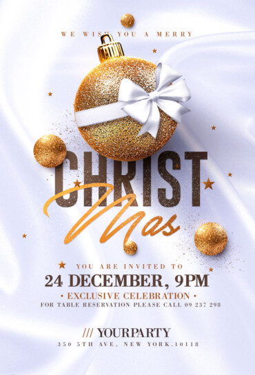 White and Gold Christmas flyer