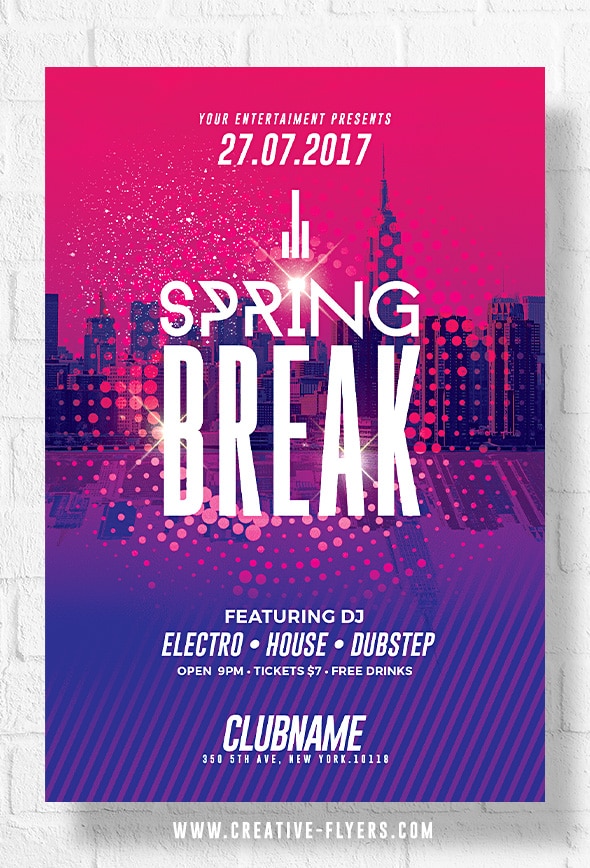 Spring Break Party Flyer Template