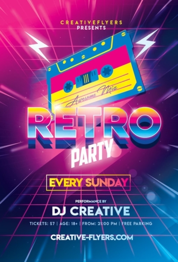 Retro 80s Party Flyer