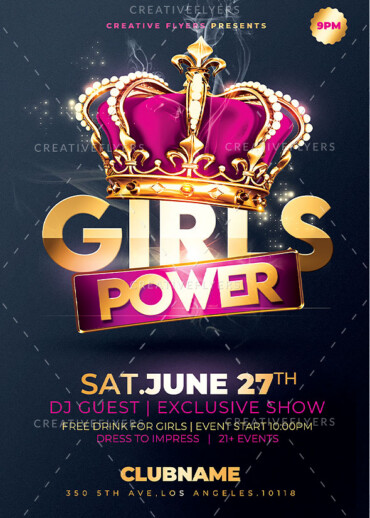 Girls power party flyer