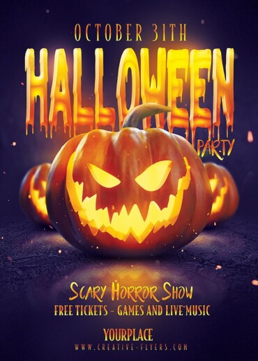 Halloween Flyer with Scary Pumpkins