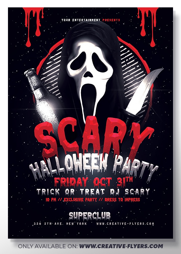 Halloween Flyer PSD with ghostface