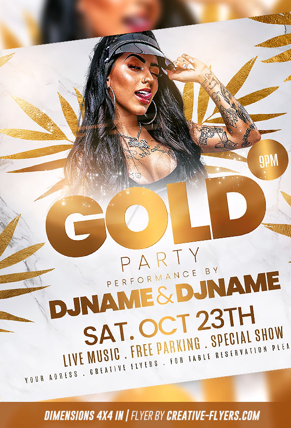 Gold and White party flyer