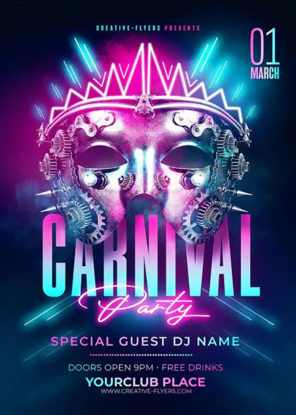 Blue and pink Editable Carnival Flyer Design