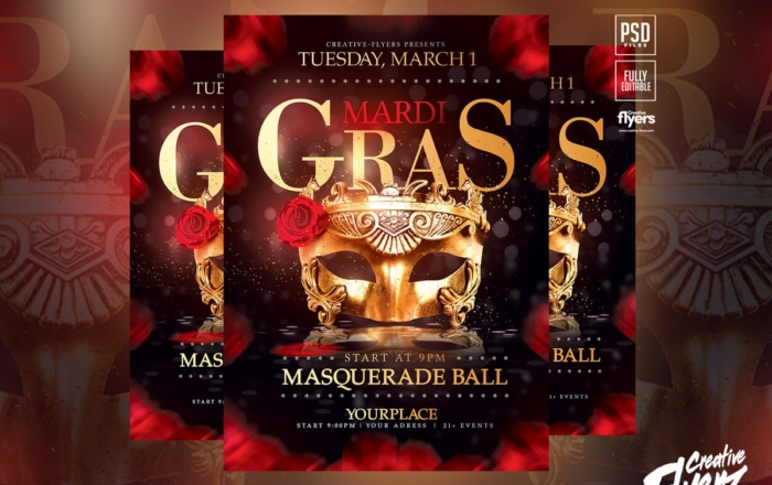 Elegant Mardi Gras Flyer Design cover Elegant Mardi Gras Flyer Design