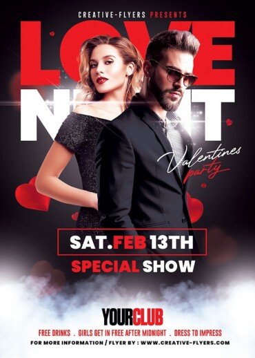 Valentine's Day Party Flyer PSD
