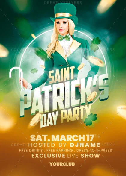 Green and gold Saint Patrick's Day PSD file to edit