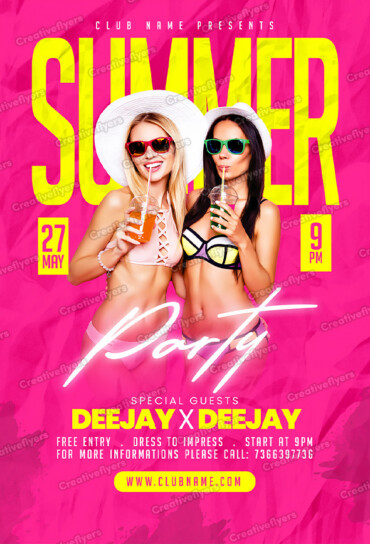 Bold Summer Party Flyer Design
