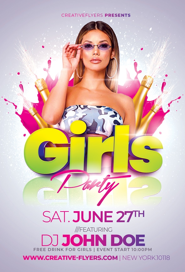 Girls Party Flyer Template